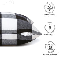 Cotton Buffalo Black Checks Cushion Cover (Pack of 2)