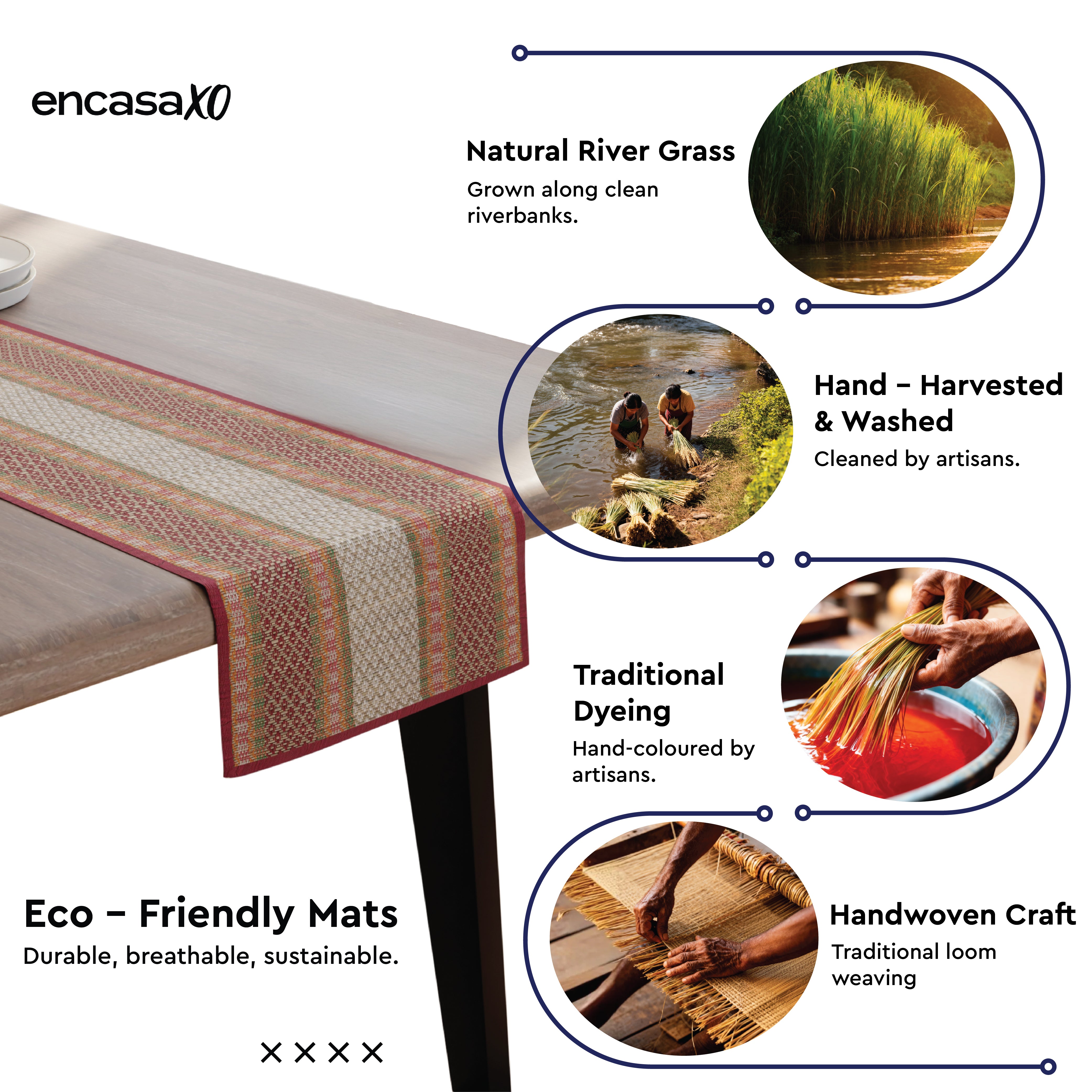 Madur Kathi Green Table Runner (Pack of 1)