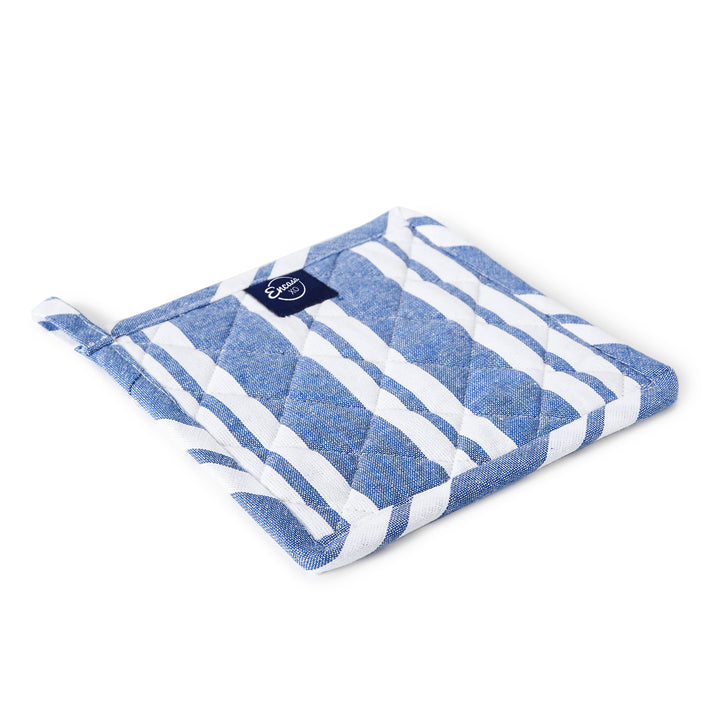 Cotton Franca Blue Stripes Pot Holders (Pack of 2)