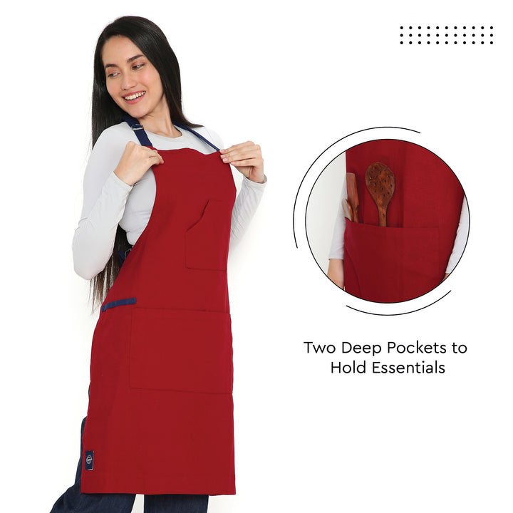 Cotton Red Apron (Pack of 1)