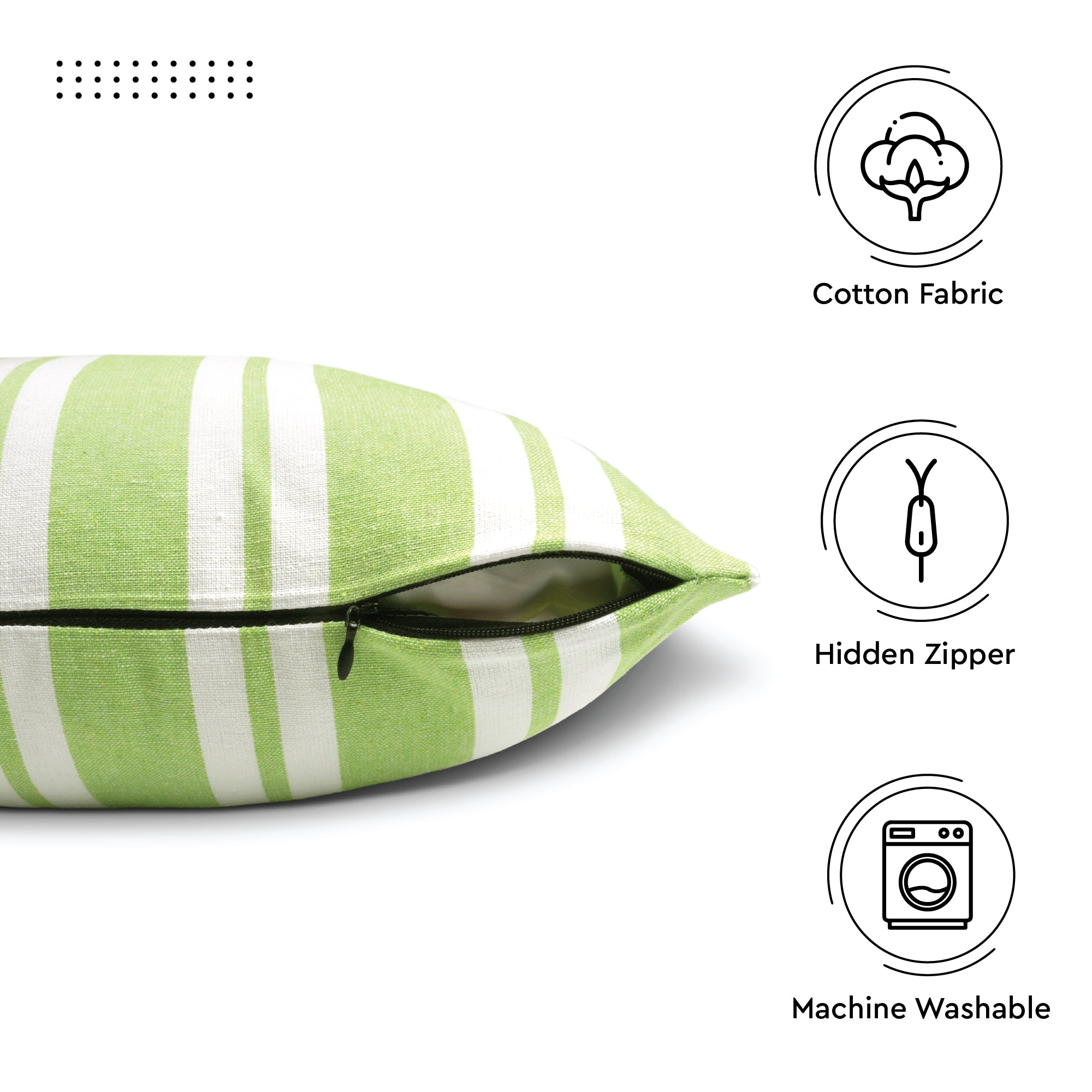 Cotton Canvas Franca Lime Stripes Cushion Cover