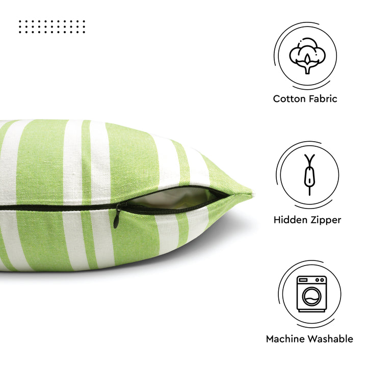 RC Yarn-Dyed Franca Lime Stripes Cushion Cover (Pack of 2)