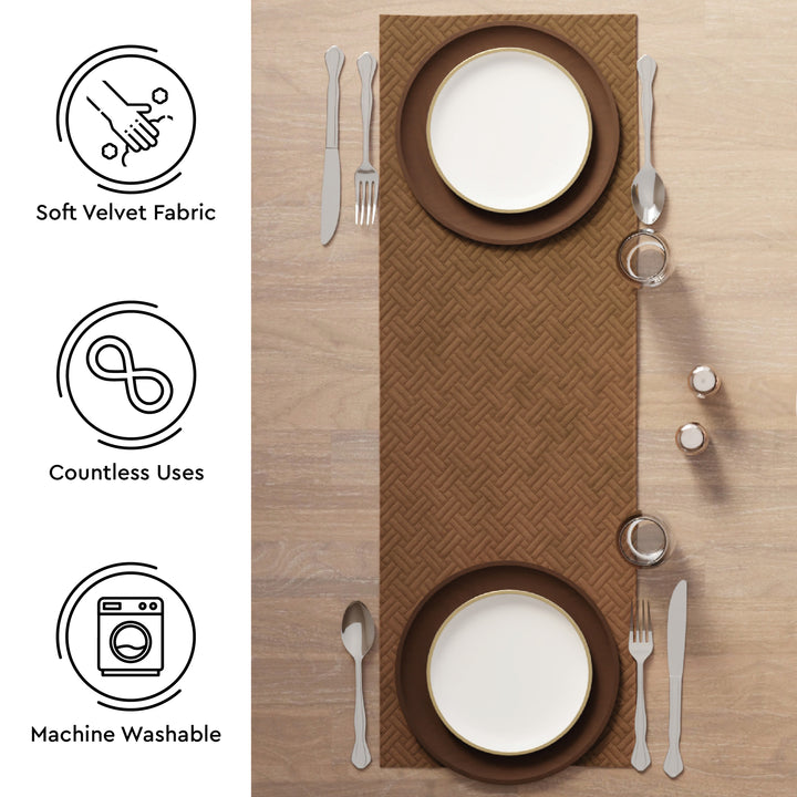 Quilted Velvet Brown Table Runner