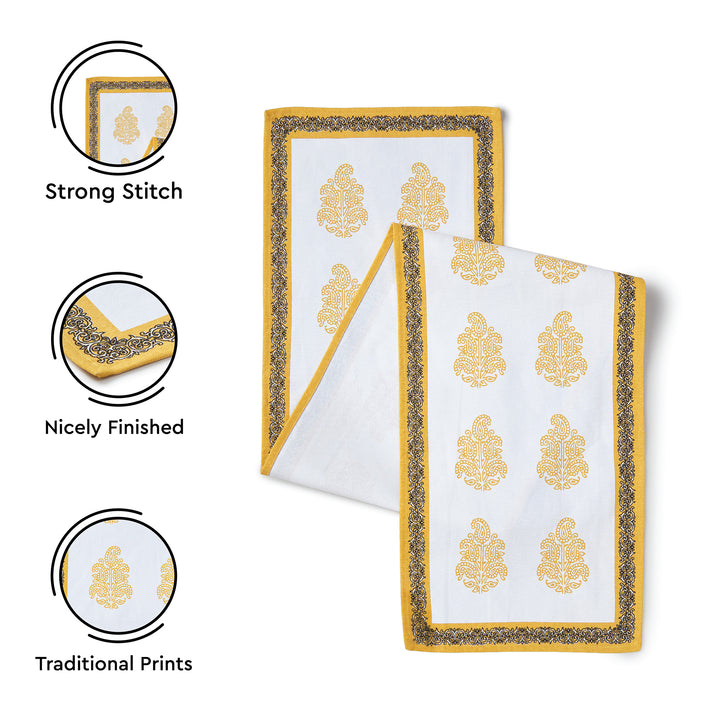 Cotton Yellow-01 Table Runner (Pack of 1)