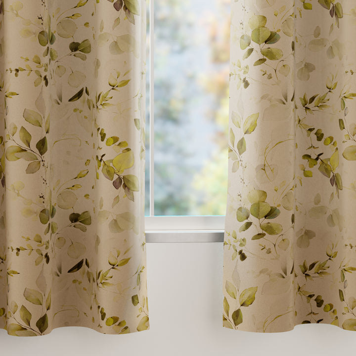 Blackout Polyester L1 Olive Curtain (Pack of 2)