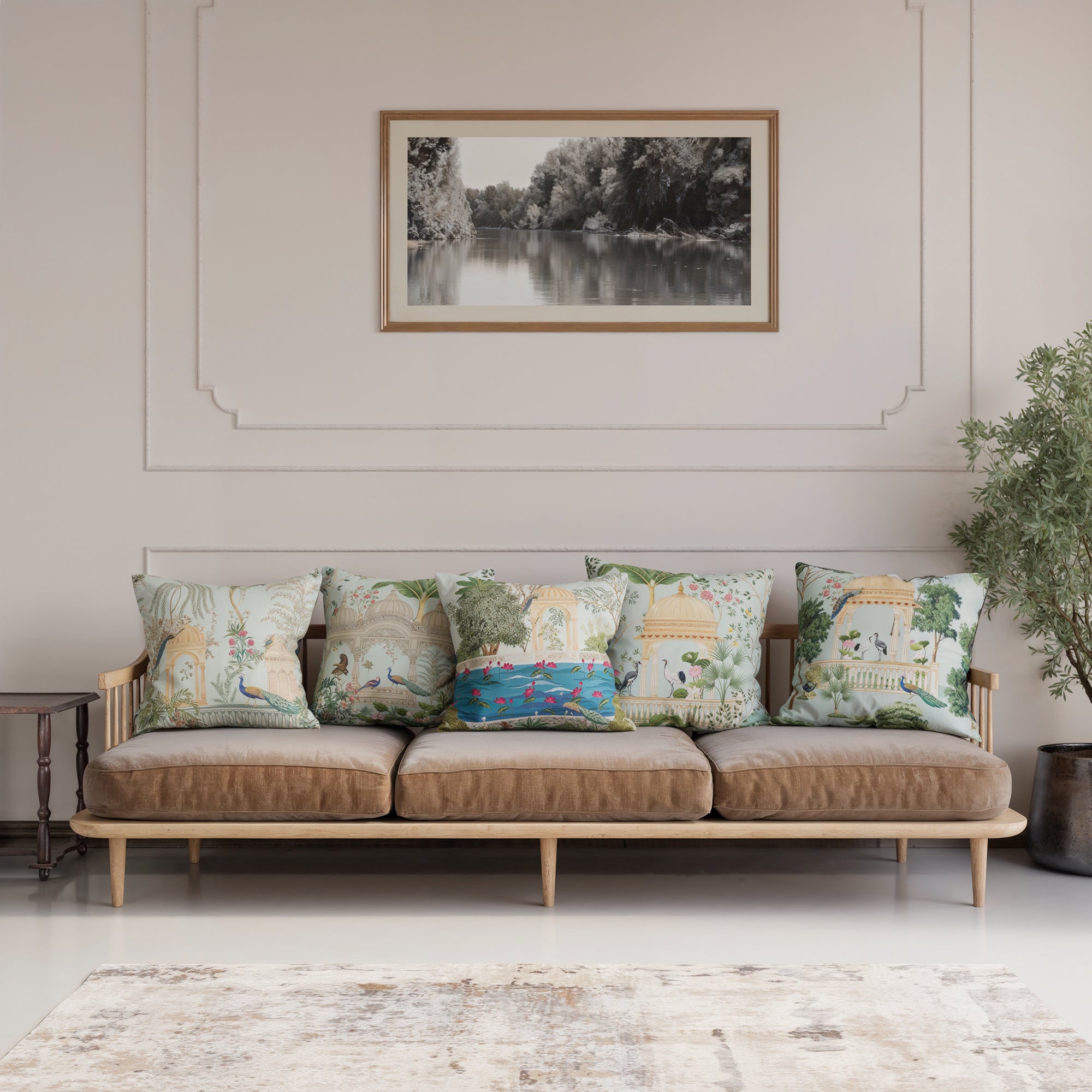 Polyester Mughal-02 Cushion Cover (Pack of 5)