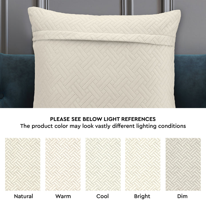 Quilted Velvet Cream Cushion Cover (Pack of 2)