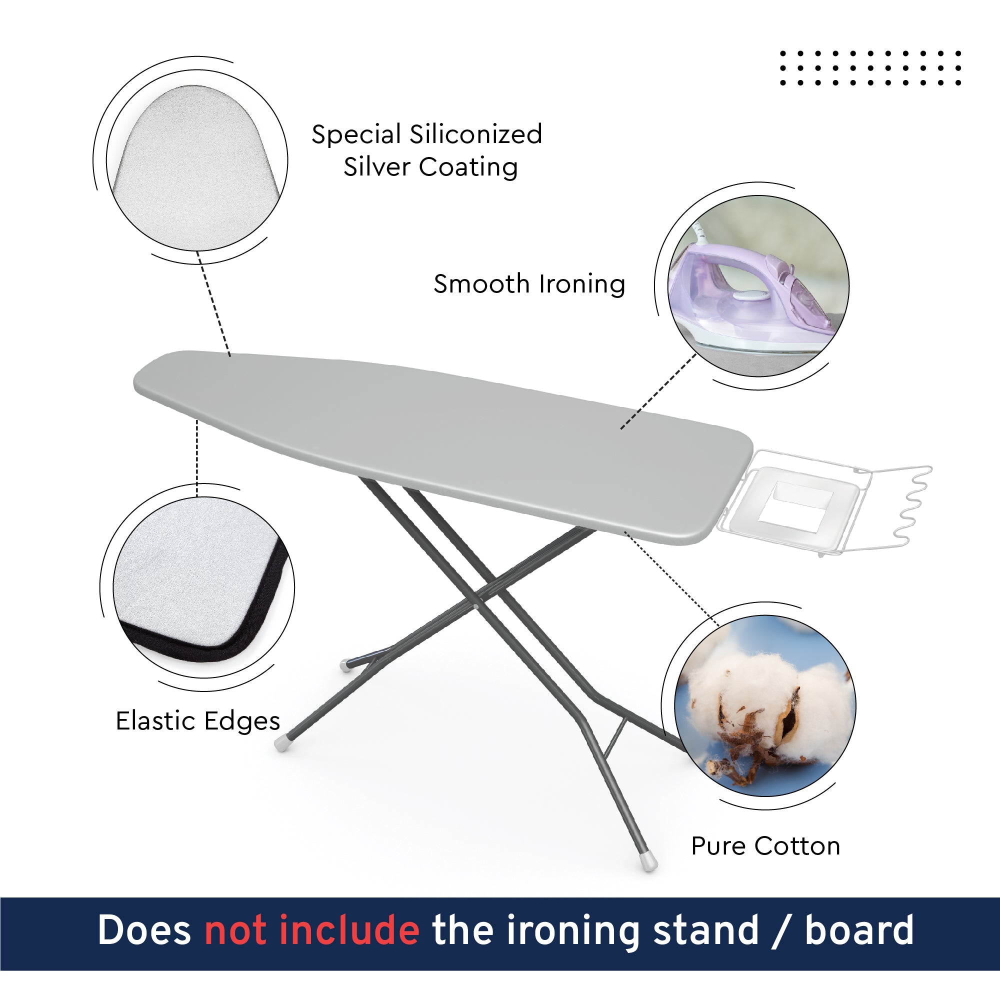 20s Sheeting - Silver Luxury Ironing Board Cover