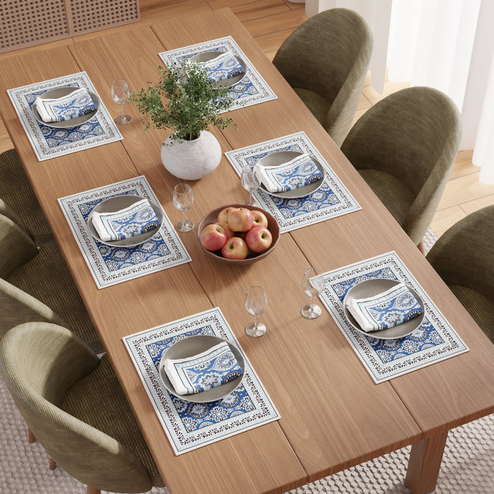 Cotton Canvas Indigo-03 Placemat + Table Napkins