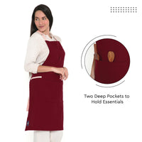 Cotton Maroon Apron (Pack of 1)