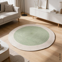Reversible Round Rug Handwoven Natural Fiber Carpet Braided Area Rug | Neutral Boho Rug for Living Room, Bedroom, Nursery | Washable Area Rug Two Tone