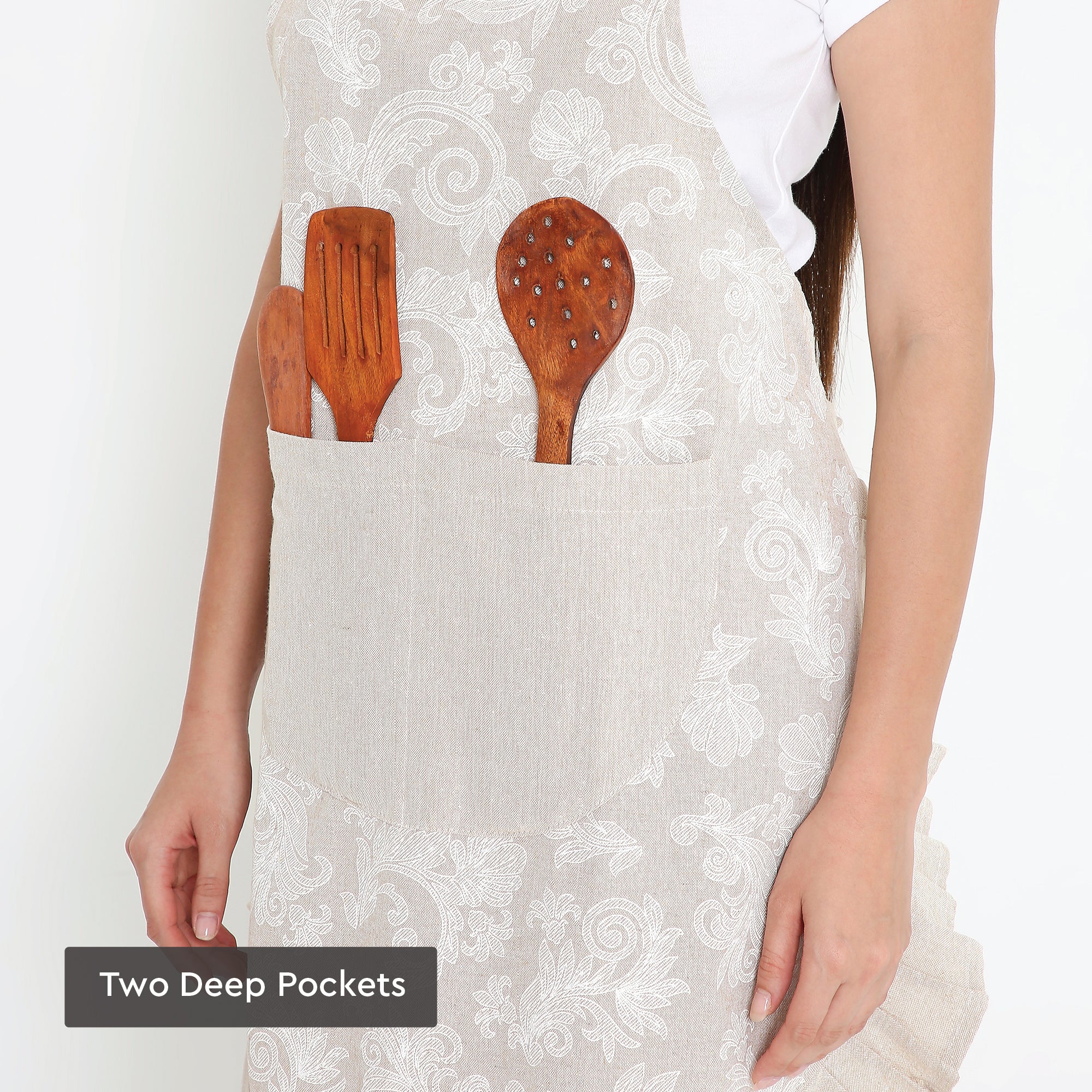 Cotton Beige Apron (Pack of 1)