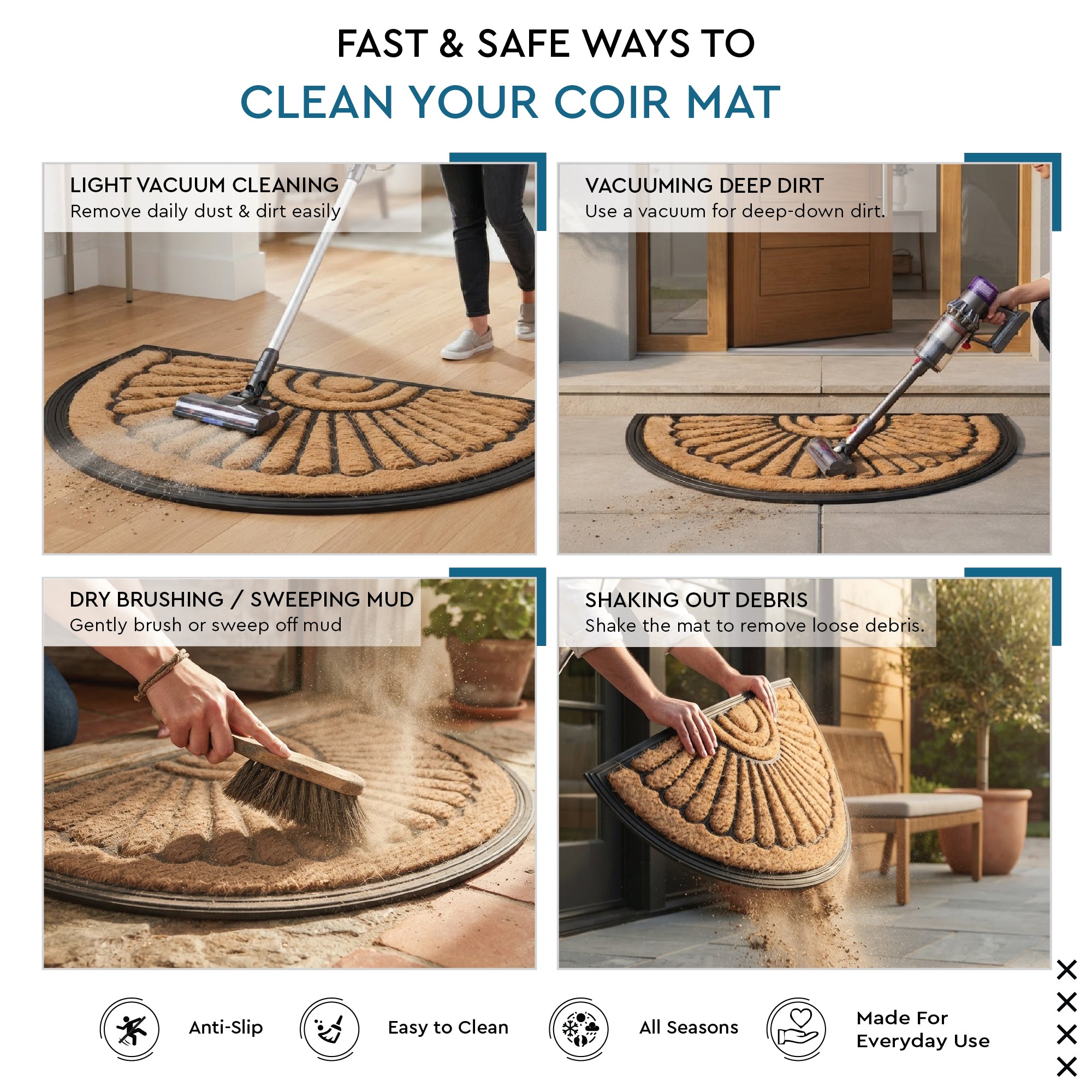 Coir Half Round Sunrise Door Mat (Pack of 1)