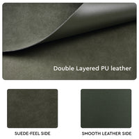2 Sided Leather Olive Placemat + Coaster
