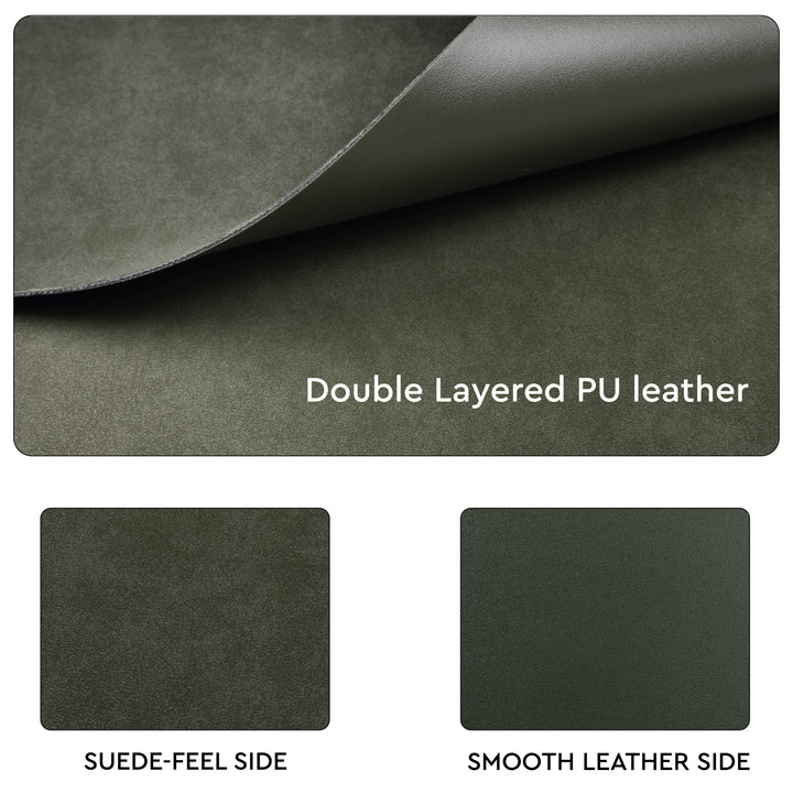 2 Sided Leather Olive Placemat + Coaster