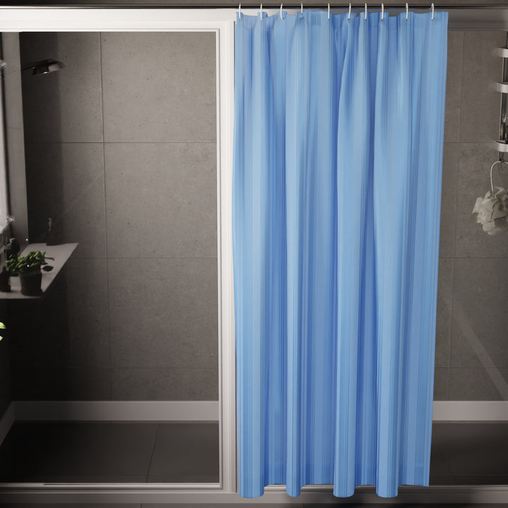 Polyester Stripe Blue Shower Curtain (Pack of 1)