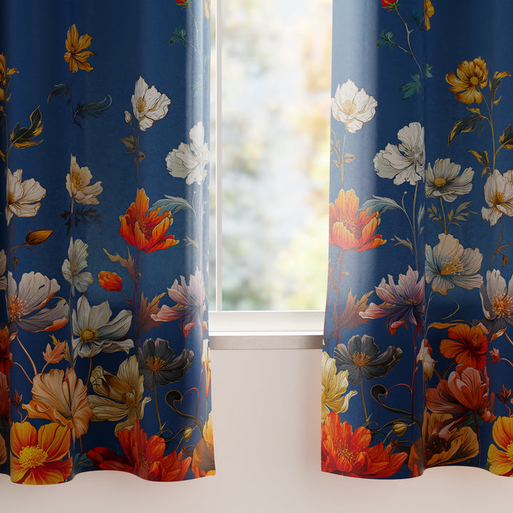 Blackout Polyester J2 Blue Curtain (Pack of 2)
