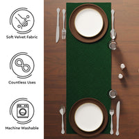 Quilted Velvet Forest Green Table Runner