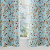 Blackout Polyester Sky Blue Birds Curtain (Pack of 2)