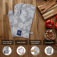 Cotton Grey Oven Gloves (Pack of 2)