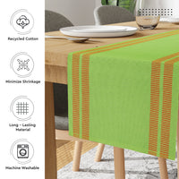 Cotton Ladder Green Table Runner+Placemat (Pack of 7)
