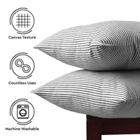 Cotton Ticking Black Cushion Cover (Pack of 2)