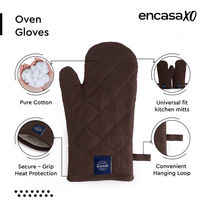 Canvas Dark Taupe & Beige Oven Gloves (Pack of 2)