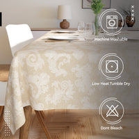 Cotton chambray Beige Table Cloth (Pack of 1)