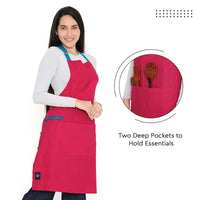 Cotton Hot Pink Apron (Pack of 1)