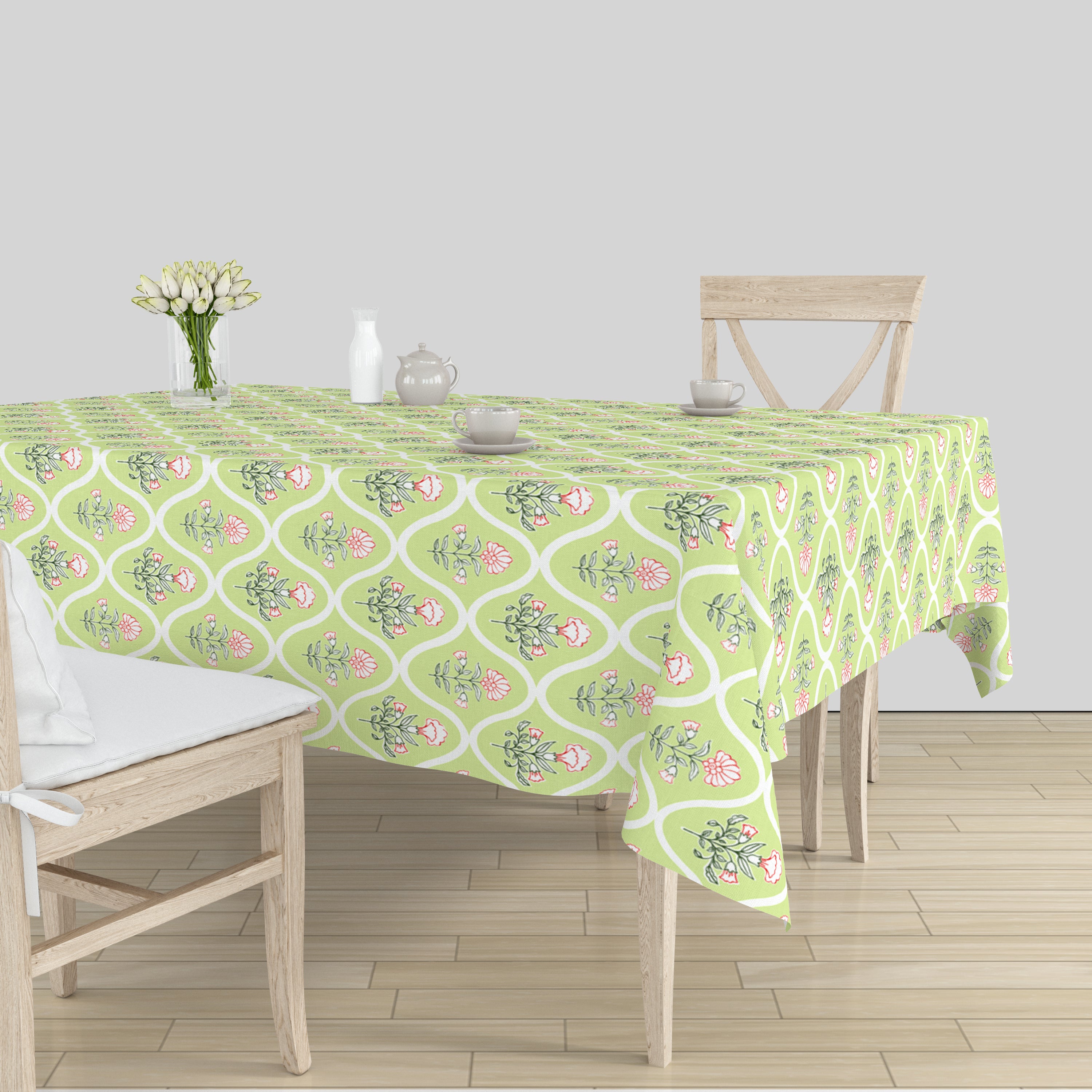 Polyester Pea Green Table Cloth (Pack of 1)