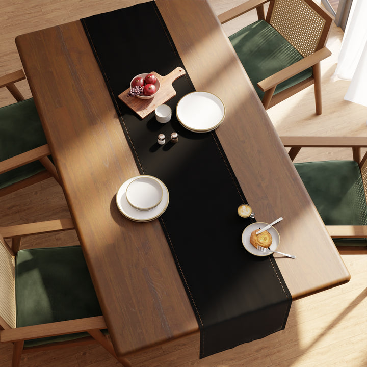 Cotton Black Table Runner (Pack of 1)