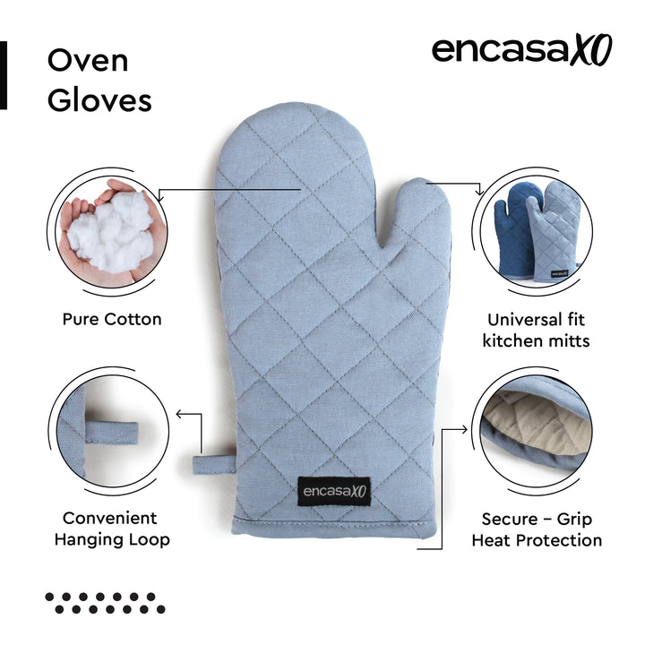 Canvas B Grey & Cobalt Blue Oven Gloves (Pack of 2)