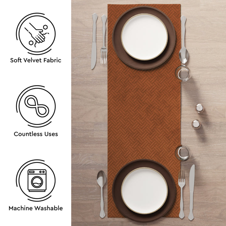 Quilted Velvet Orange Table Runner