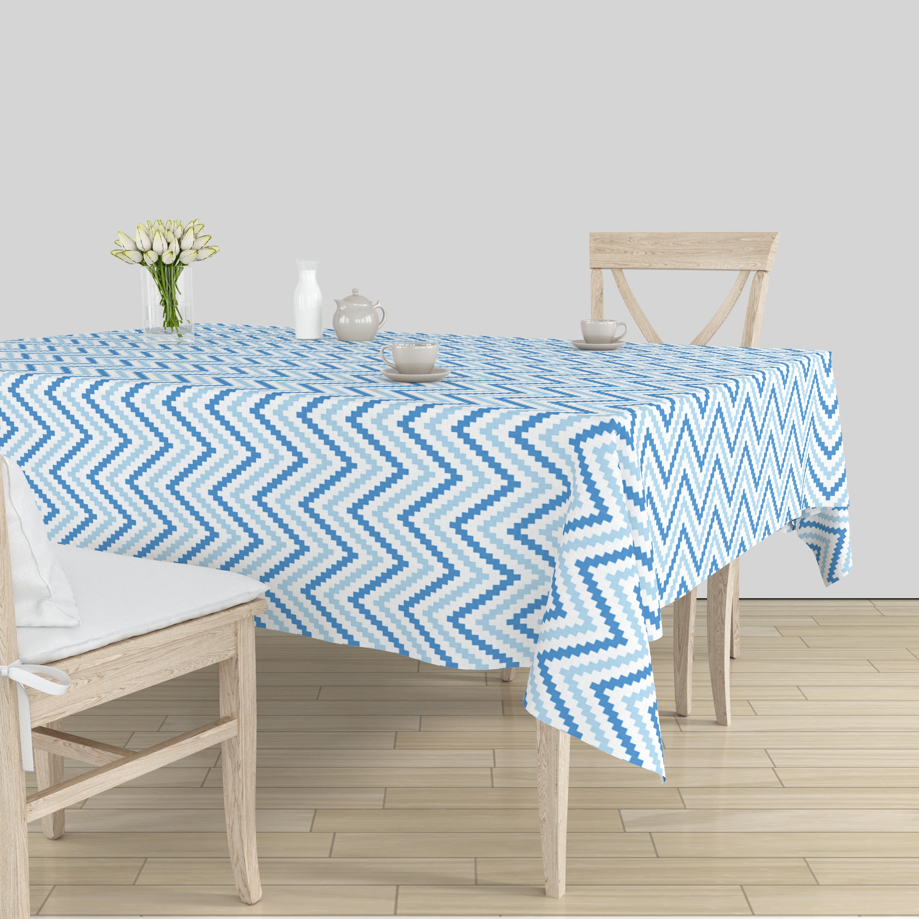 Polyester Chevron 1 Blue Table Cloth (Pack of 1)