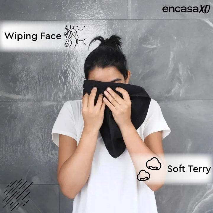 Cotton Black Bath Towel (Pack of 6)