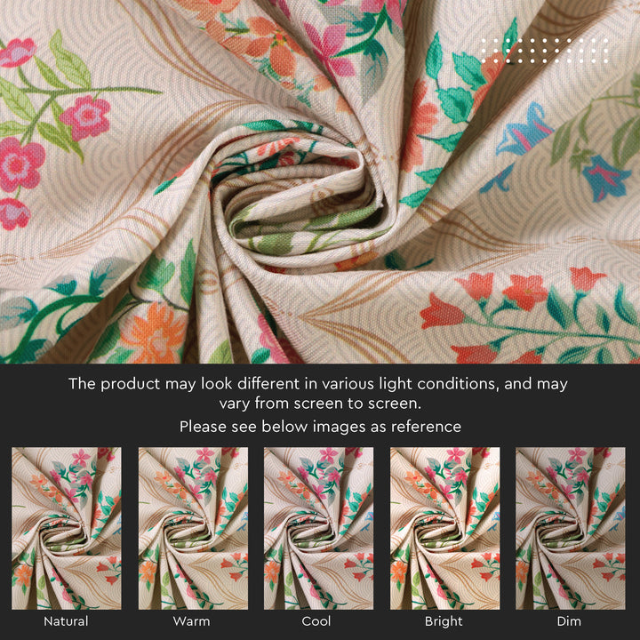 WR Spun Polyester French Beige Printed Table Cloth (Pack of 1)