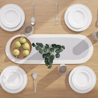 Cotton Light Grey & Off White Table Runner (Pack of 1)