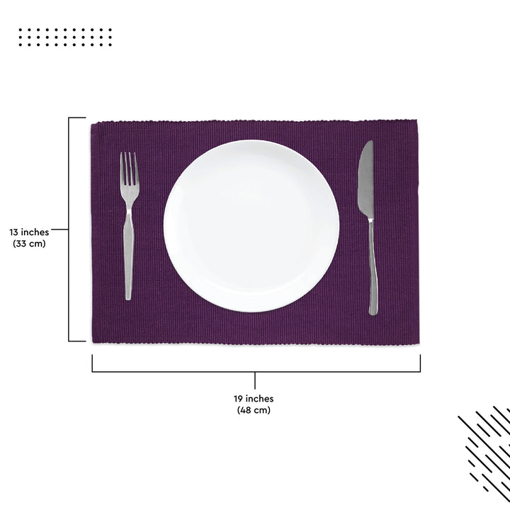 Ribbed Cotton Purple Placemat (Pack of 6)