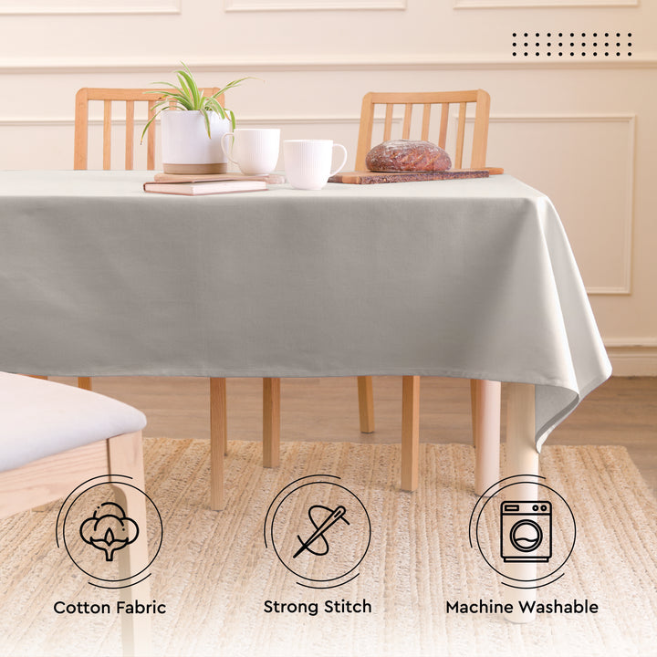 Cotton Light Grey Table Cloth (Pack of 1)