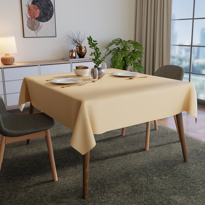 Polyester Beige Table Cloth (Pack of 1)