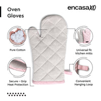Canvas Light Pink & Light Grey Oven Gloves (Pack of 2)