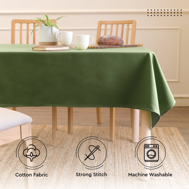 Cotton Leaf Green Table Cloth (Pack of 1)