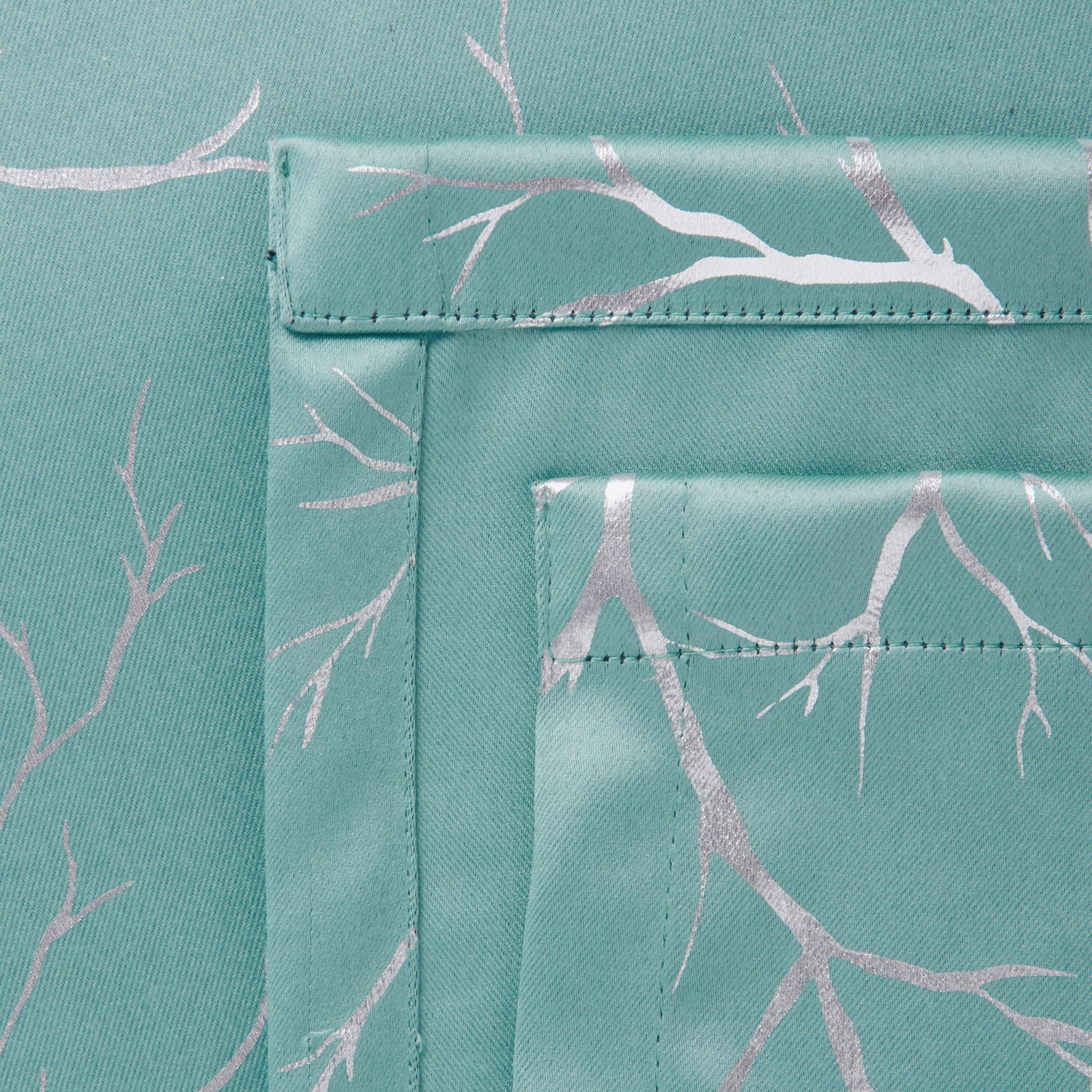 Blackout Polyester Twigs Teal Curtain (Pack of 2)