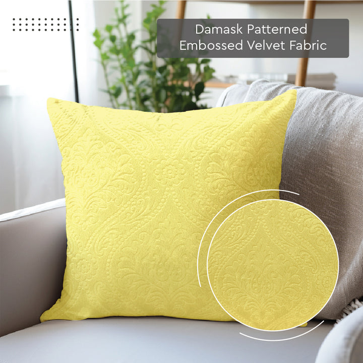 Embossed Velvet Pale Lime Cushion Cover (Pack of 2)
