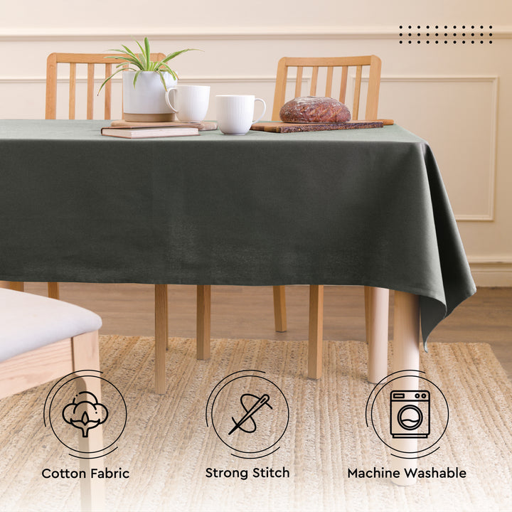 Cotton Charcoal Grey Table Cloth (Pack of 1)