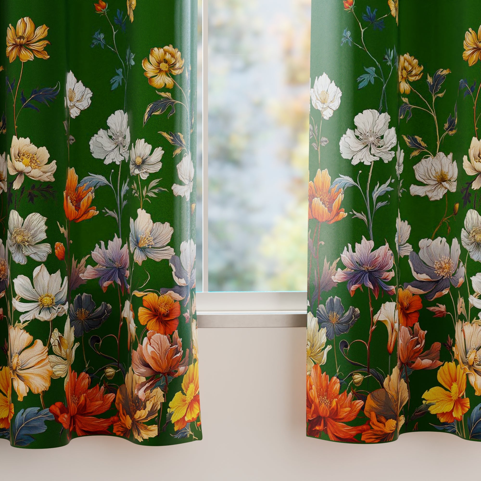 Blackout Polyester J2 Green Curtain (Pack of 2)