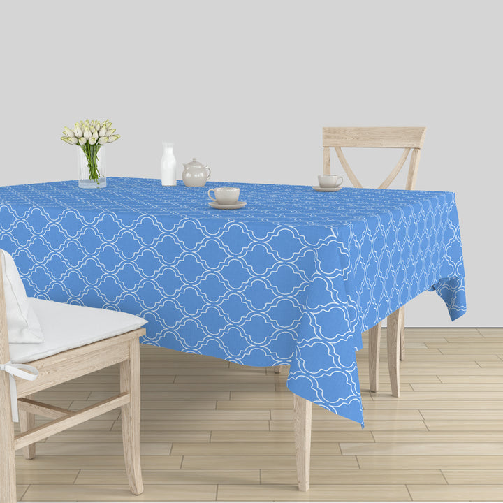 Polyester Blue Trellis Table Cloth (Pack of 1)