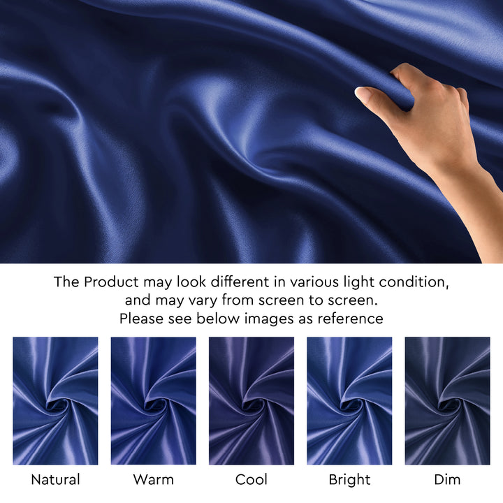 Satin Polyester Silk Navy Fabric