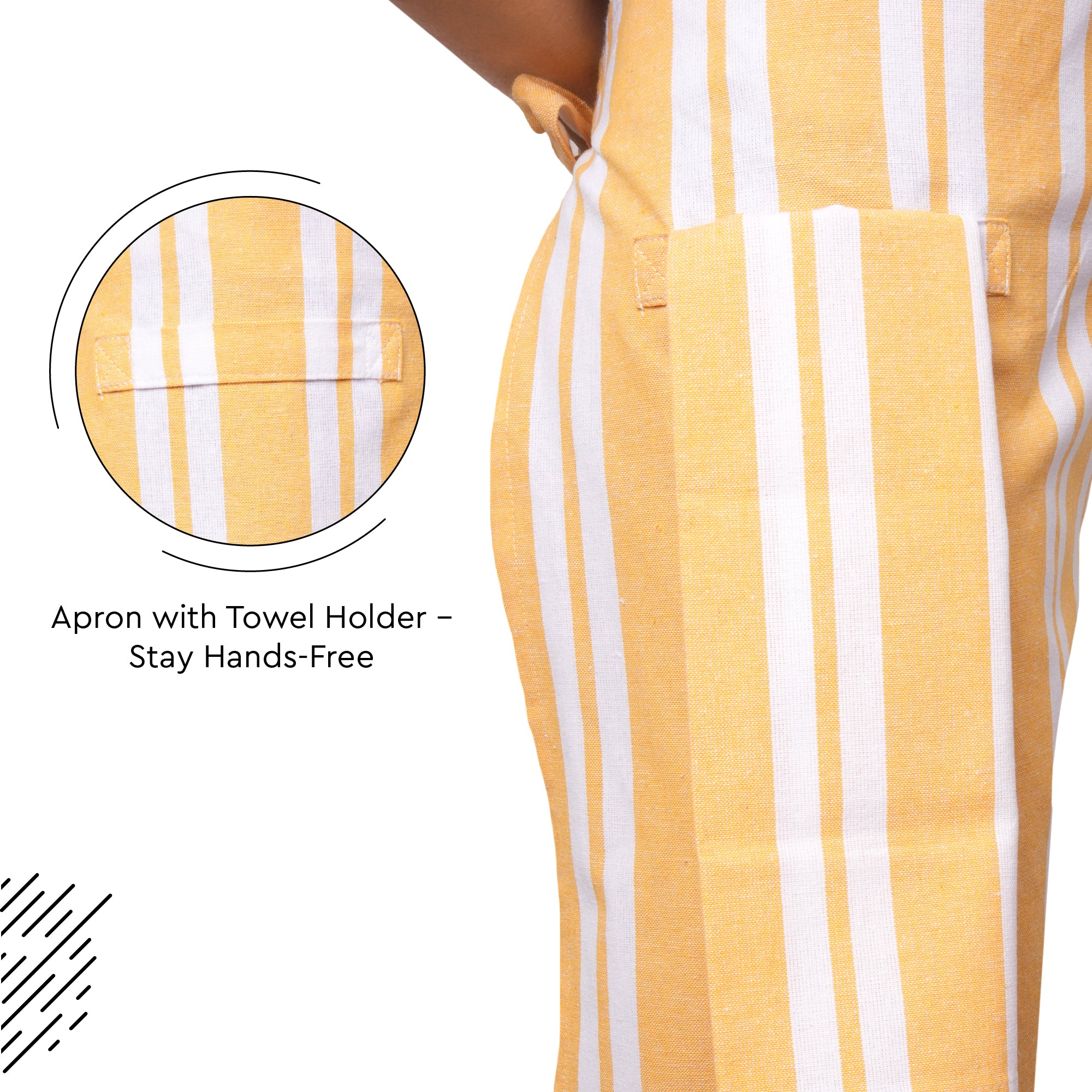 Cotton Canvas Franca Yellow Stripes Apron (Pack of 1)