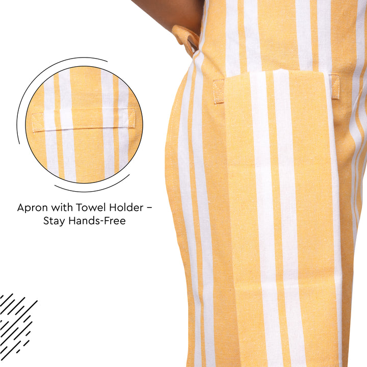 RC Yarn-Dyed Franca Yellow Stripes Apron (Pack of 1)